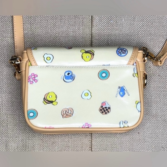 Small Pale Yellow Playful Print Crossbody Purse Pocketbook Whimsical Fun Twee - Picture 3 of 10